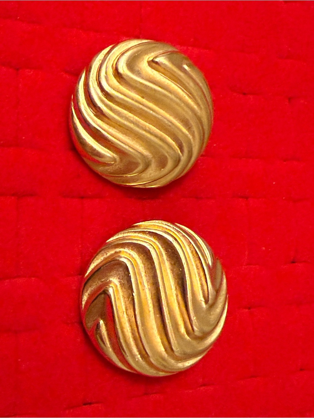 Vintage P.E.P. Goldtone Large Swirl Button-Style Earrings - Women Jewelry